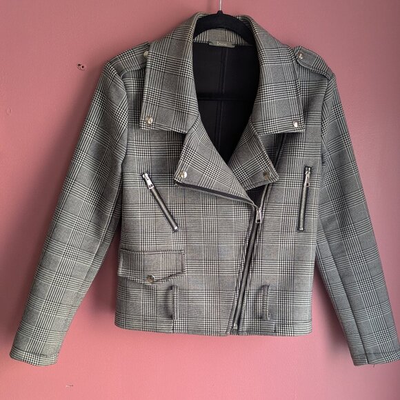 Houndstooth Biker Jacket - Picture 1 of 7